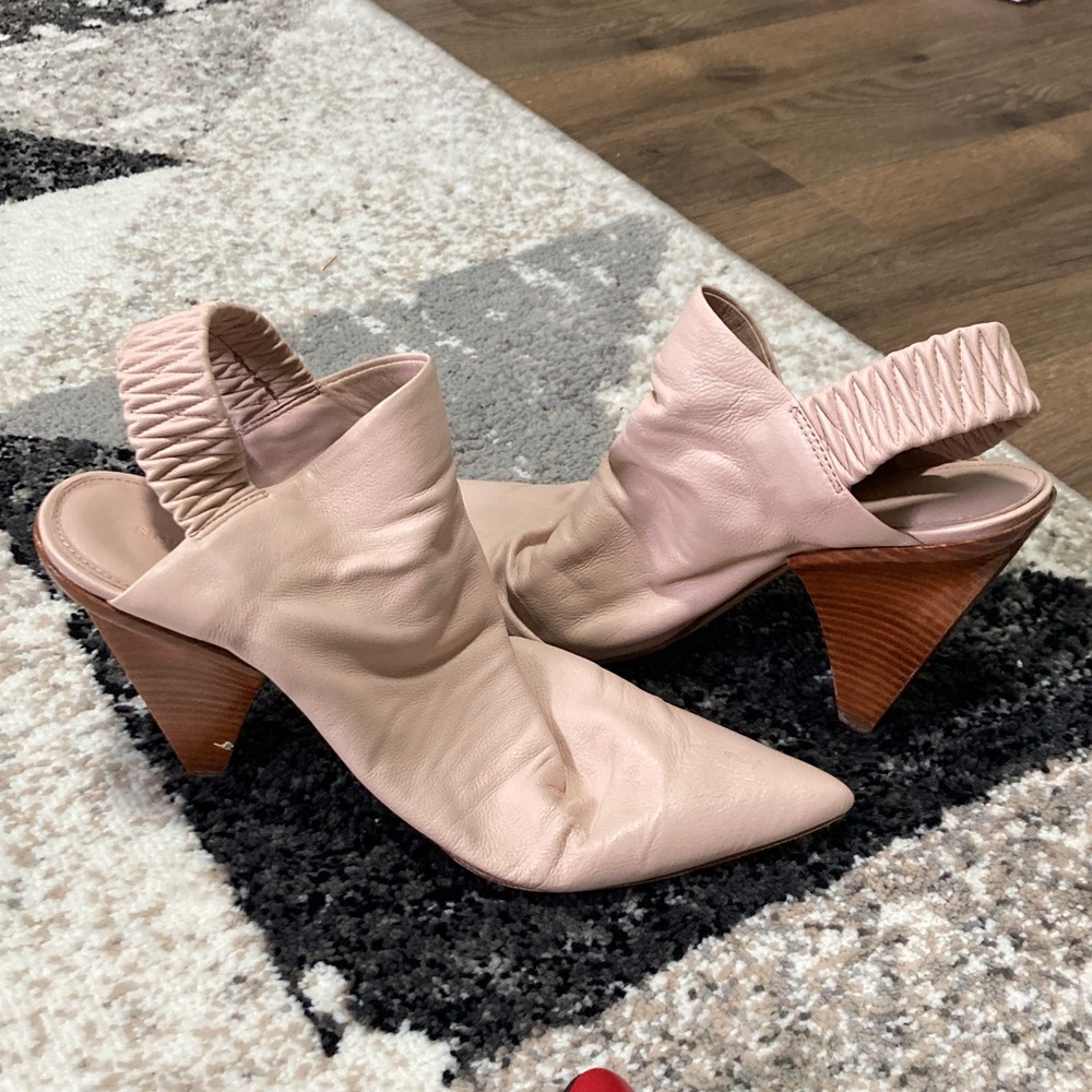 Sigerson Morrison Pink Leather Mules with Wooden Heel